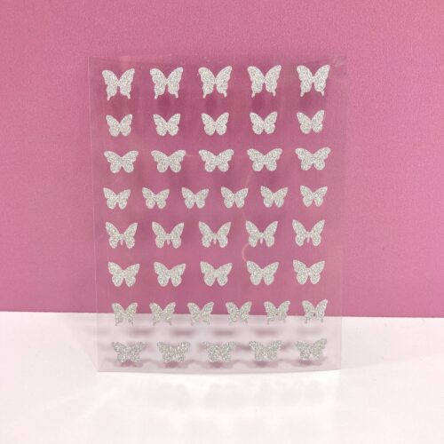 Stickers Glitter Plateado - Mariposas